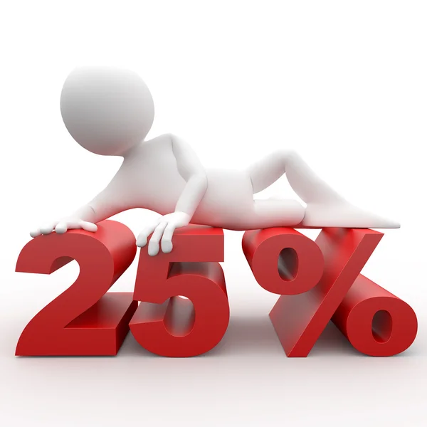 3d human lying in 25 percent — Stock Photo, Image