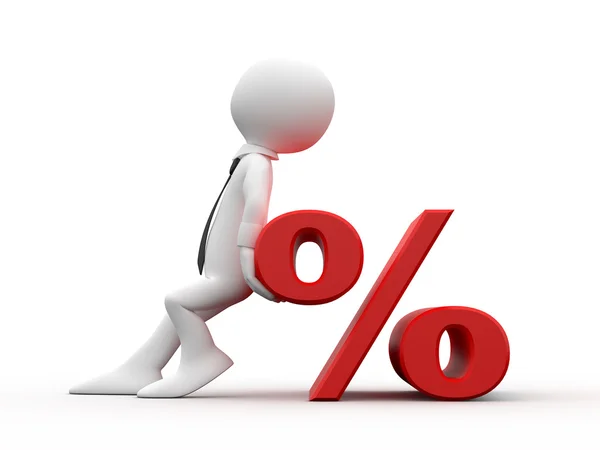 stock image Man with the symbol of the percentage