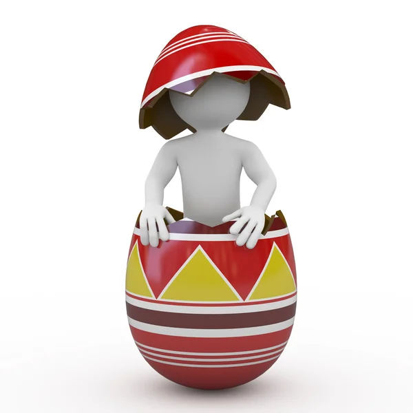 Adamın kocaman bir Paskalya yumurtası içinde — Stok fotoğraf