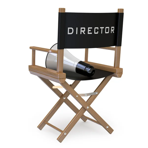 Кинорежиссерский стул с мегафоном — стоковое фото