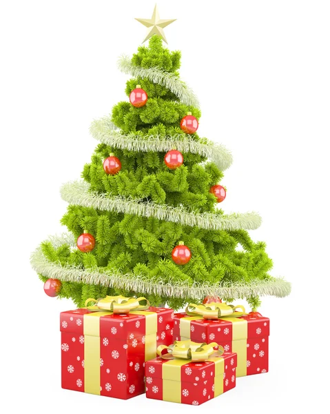 Árvore de Natal com vários presentes de Natal — Fotografia de Stock