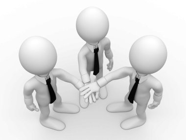 Three men shaking hands facing up clipart