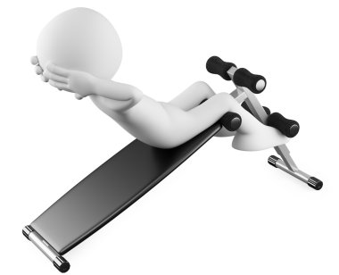 Athlete in a sit-ups bench clipart