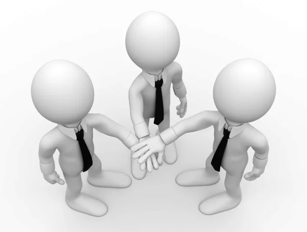 Three men shaking hands facing up — Stock Photo, Image