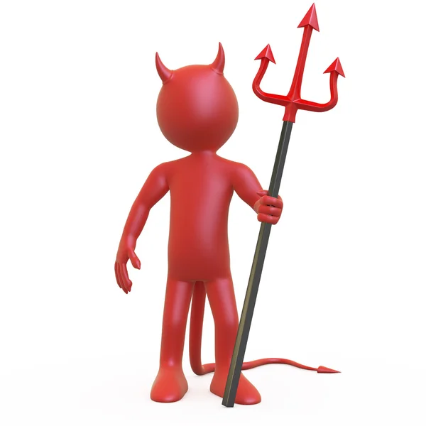 Диявол позує зі своїм червоним і чорним тризубом — стокове фото