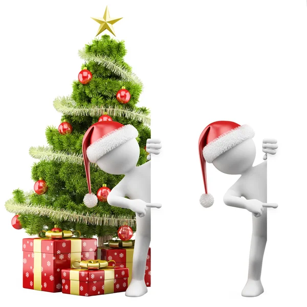Babbo Natale puntando una scheda vuota — Foto Stock