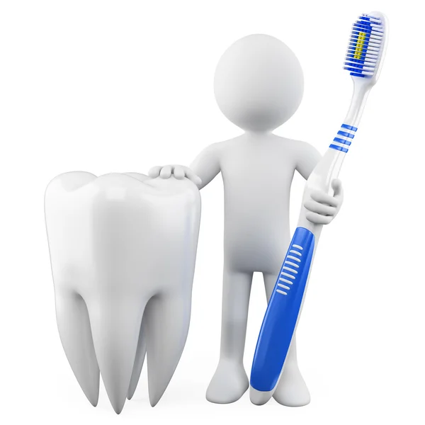 Dentista com uma escova de dentes e dentes — Fotografia de Stock