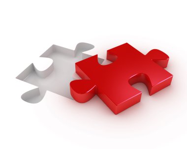 Red puzzle piece with a hole to fit it clipart