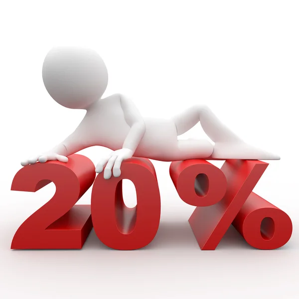 3d human lying in 20 percent — Stock Photo, Image