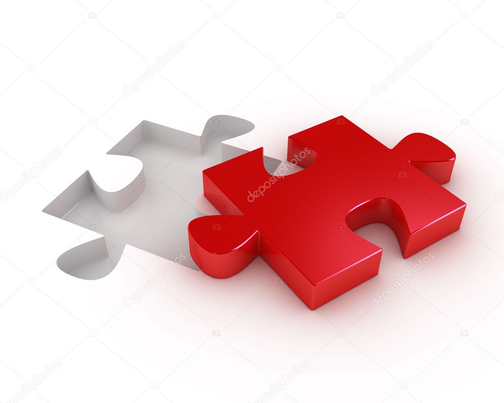 Red puzzle piece with a hole to fit it