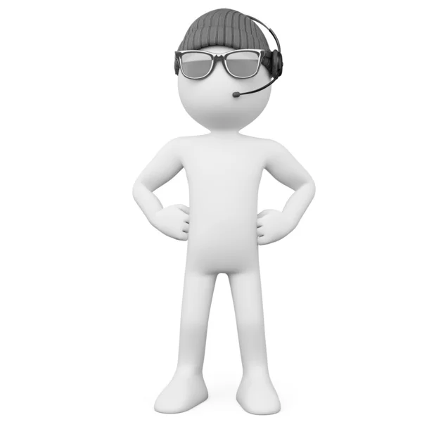 Guardia del corpo con occhiali da sole cappello e cuffie — Foto Stock