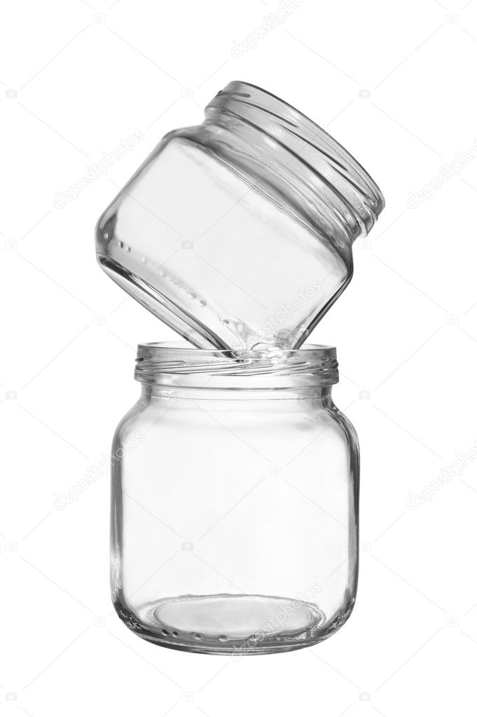 Two empty glass jars
