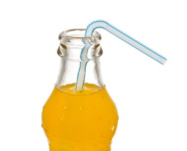 Bottle of soda with straw clipart