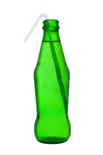 Flaska läsk med halm Stockbild