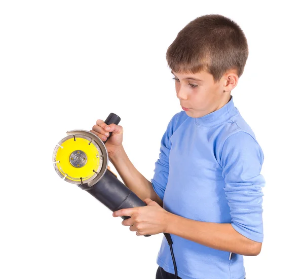 男孩用粉碎机 — 图库照片
