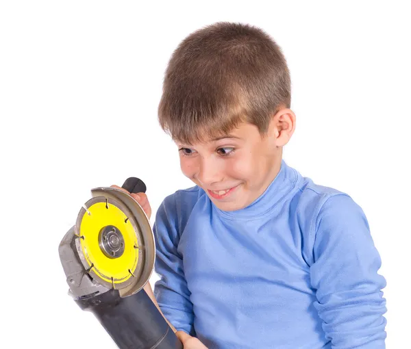 Мальчик с мельницей — стоковое фото