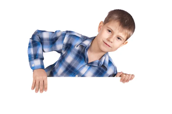 Chlapec s bílým praporem — Stock fotografie