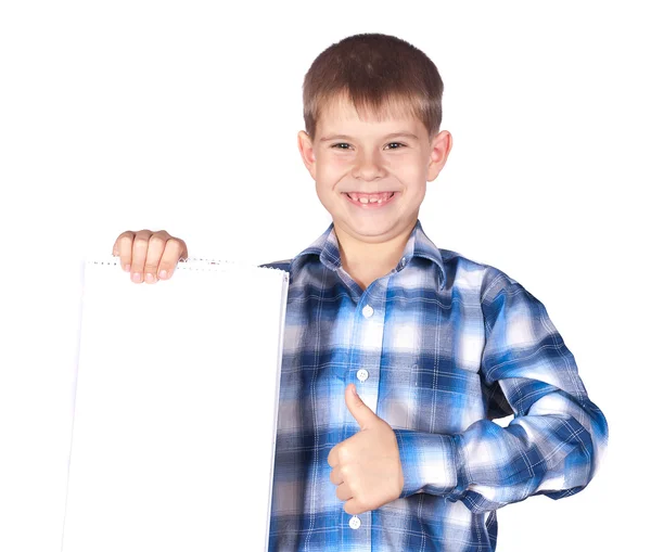 Мальчик с белым баннером — стоковое фото