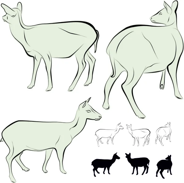 鹿， 小牛， 克隆蹄动物， 新年鹿 — 图库矢量图片