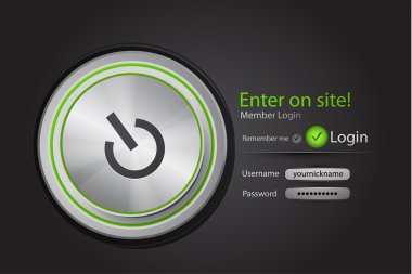 Vector login page with tune button clipart