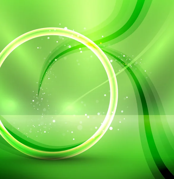 抽象的な緑の波のベクトルの背景 — ストックベクタ