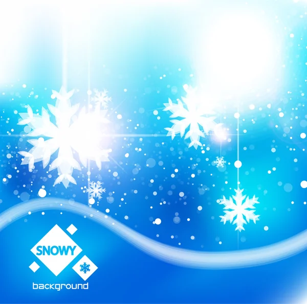冬雪青いクリスマス背景 — ストックベクタ
