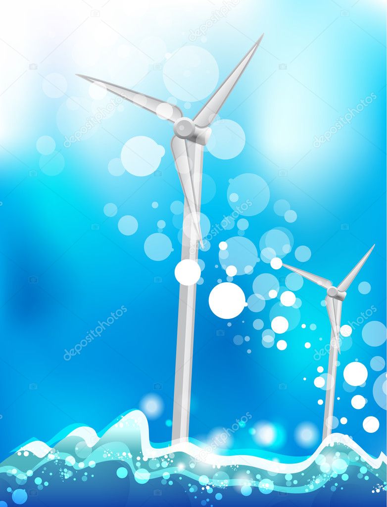 Energy saving concept. Eco windmills