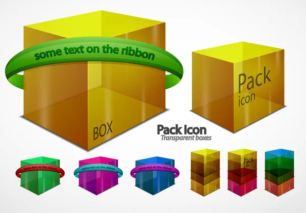 Web pakket boxes met lint — Stockvector