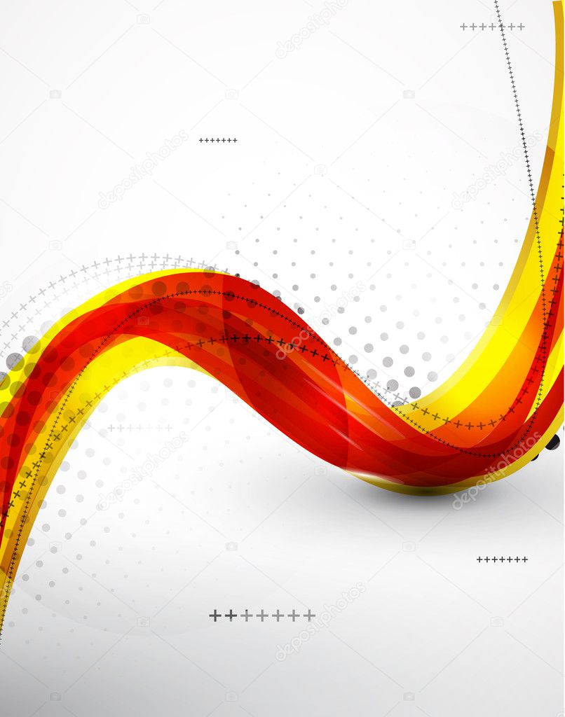 Flowing abstract orange wave background