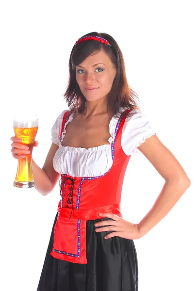 Flickan i en traditionell bayersk klänning — Stockfoto