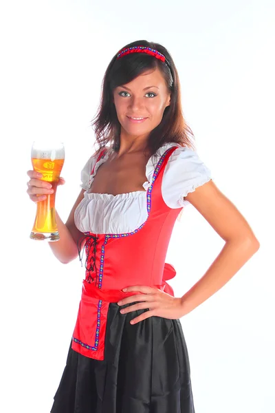 La chica en un vestido tradicional bávaro — Foto de Stock