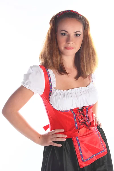 La fille dans une robe bavaroise traditionnelle — Photo