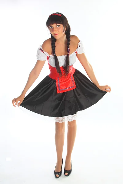 La chica en un vestido tradicional bávaro — Foto de Stock