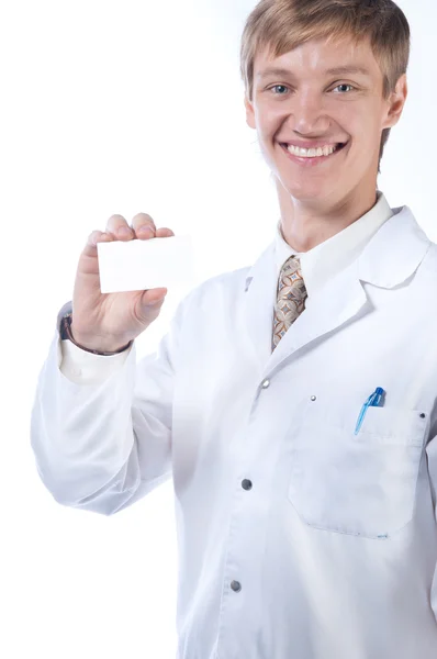 O doutor com o cartão em uma mão — Fotografia de Stock