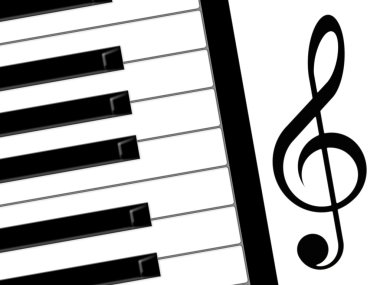 Treble clef and piano clipart