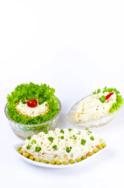 波兰语蔬菜沙拉里面的蛋黄酱 — 图库照片