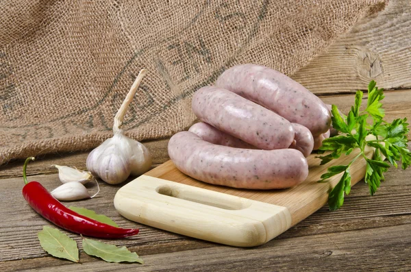 Polish home-baked veal sausage (Biala) — Stock Photo, Image