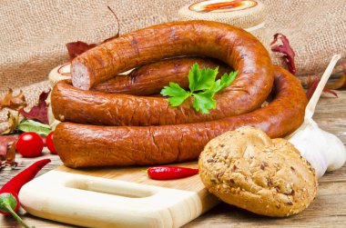 Home-baked Polish sausage (Swojska) clipart