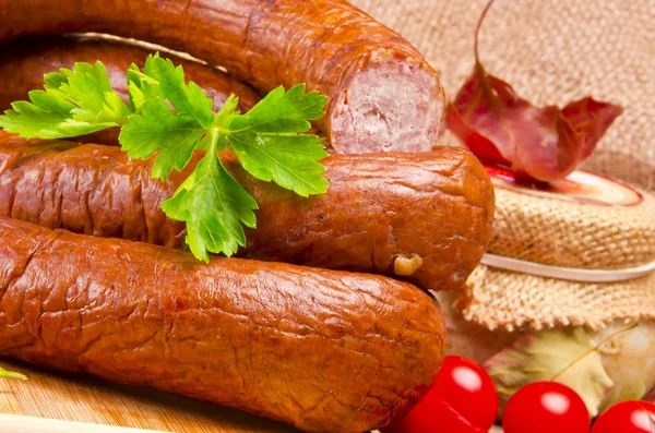 Home-baked Polish sausage (Swojska) — Stock Photo, Image