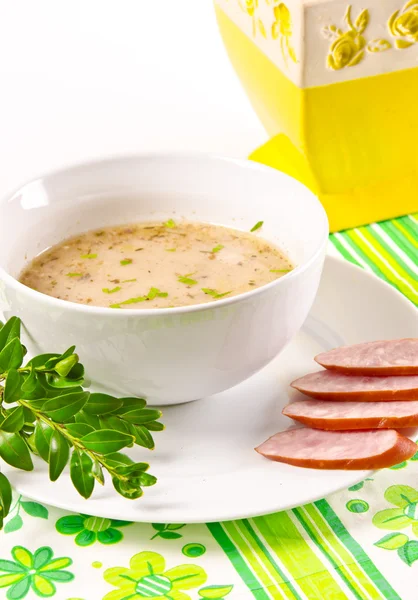 Zurek é uma sopa polonesa decente — Fotografia de Stock
