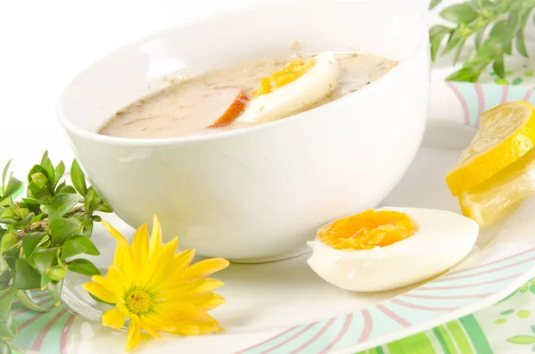 Zurek egy tisztességes lengyel húsvéti leves — Stock Fotó