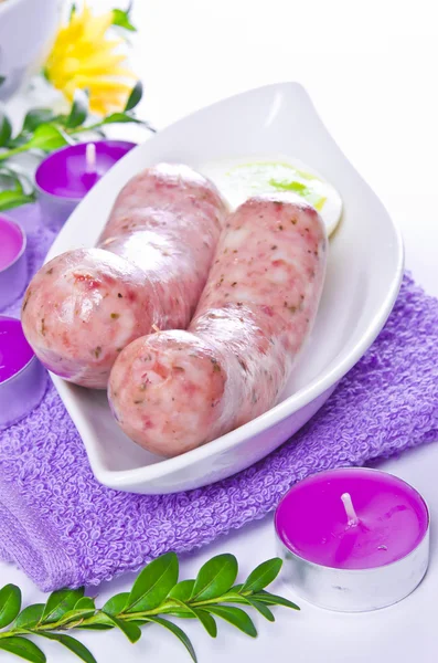 Easter breakfast with Polish veal sausage — Stock Photo, Image