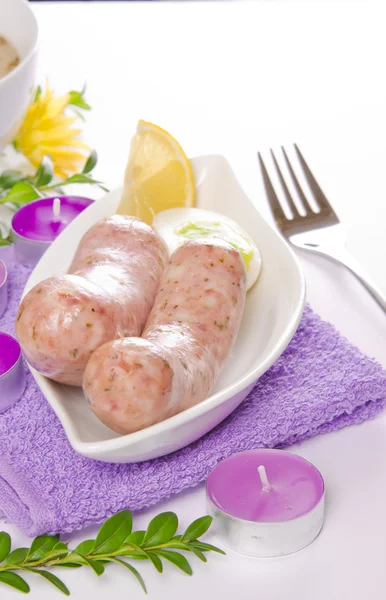 Osterfrühstück mit polnischer Weißwurst — Stockfoto