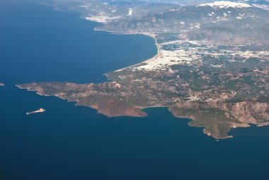 Havadan görünümü Mısır kıyı şeridi. uçak görünümü