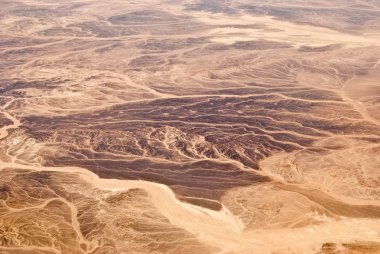 Sand dunes in the Sahara Desert in Egypt. View from the airplane. clipart