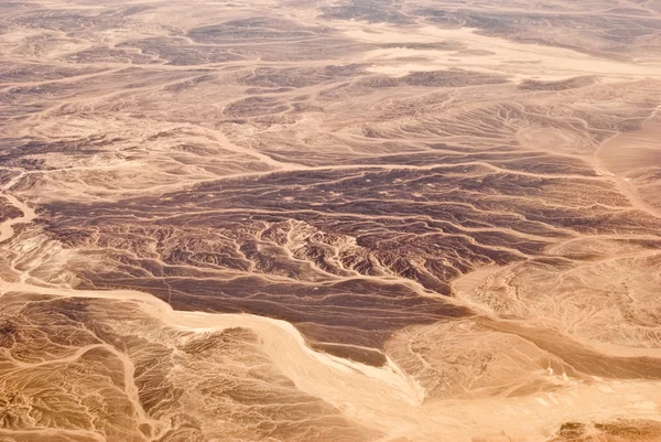 stock image Sand dunes in the Sahara Desert in Egypt. View from the airplane.