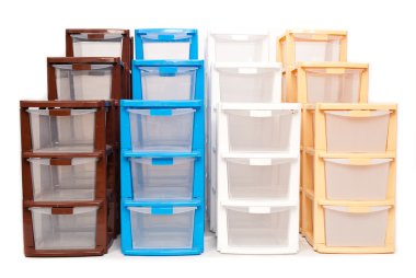 Storage plastic box on isolated white background clipart