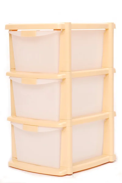 Πλαστικό κουτί αποθήκευσης σε απομονωμένες άσπρο φόντο — Φωτογραφία Αρχείου
