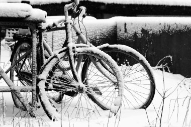 Bike under snow clipart