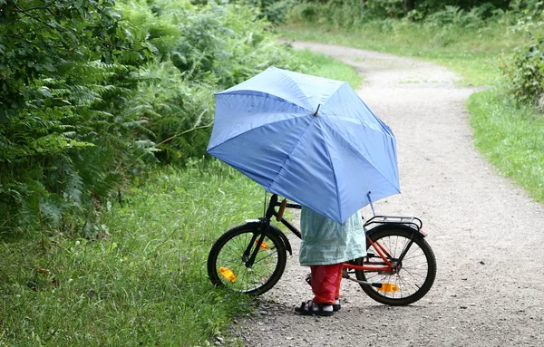 Modrý deštník — Stock fotografie